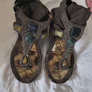 Sam Edelman Beaded Sandals with Gemstone Details